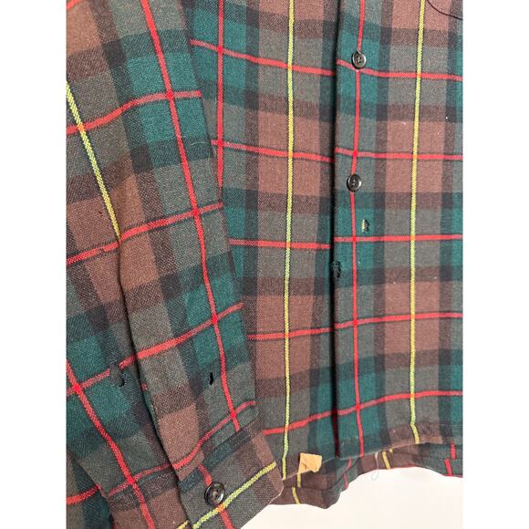 Vintage 60's Macy’s Supre-Macy Wool Blend Plaid Flannel Shirt XL USA - Picture 12 of 12